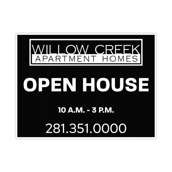 Yard sign white color in corrugated plastic, 1 color imprint on... from ASI 93520 Ventura Inc