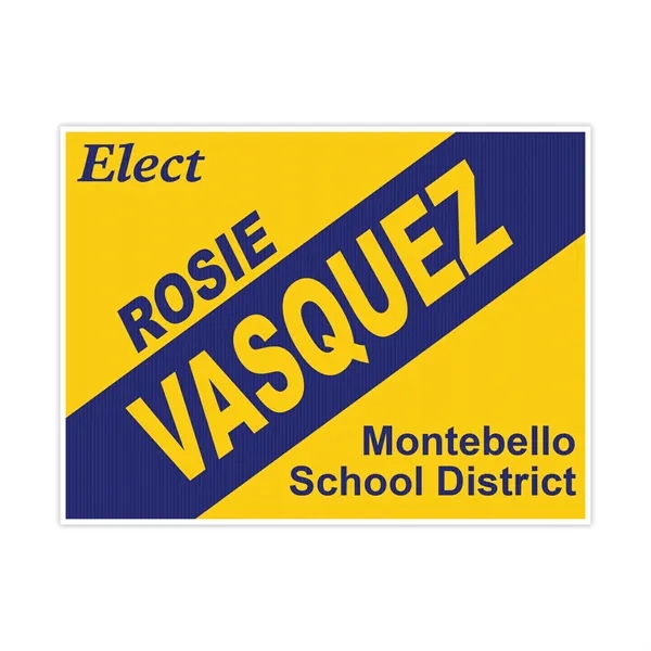 Yard sign white color in corrugated plastic, 2 color imprint on... from ASI 93520 Ventura Inc