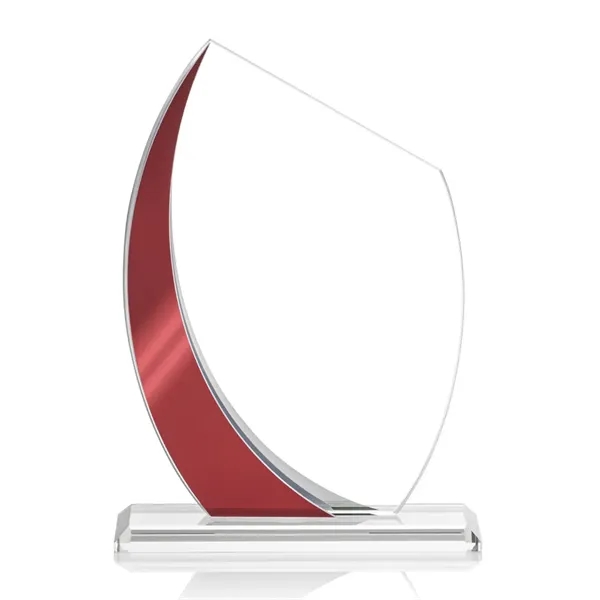 The Wadebridge Starfire Crystal VividPrint™ Award features an elegant Red Metallic... from ASI 84592 St Regis Group / St Regis