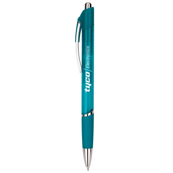Slim Aruba ballpoint pen available in several translucent colors with shiny... from ASI 88060 Snugz/USA Inc / Sweda®