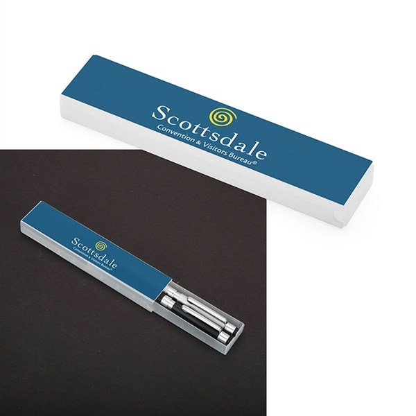 Drawer-style sliding pen case with a frosty matte finish that can... from ASI 88060 Snugz/USA Inc / Sweda®