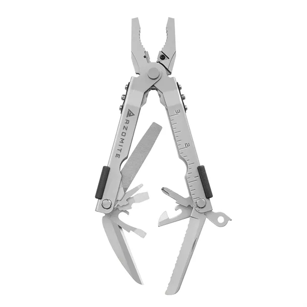 Stainless steel multi-tool with needle nose pliers, blade, file, saw, bottle/can... from ASI 46170 Compass Industries Inc
