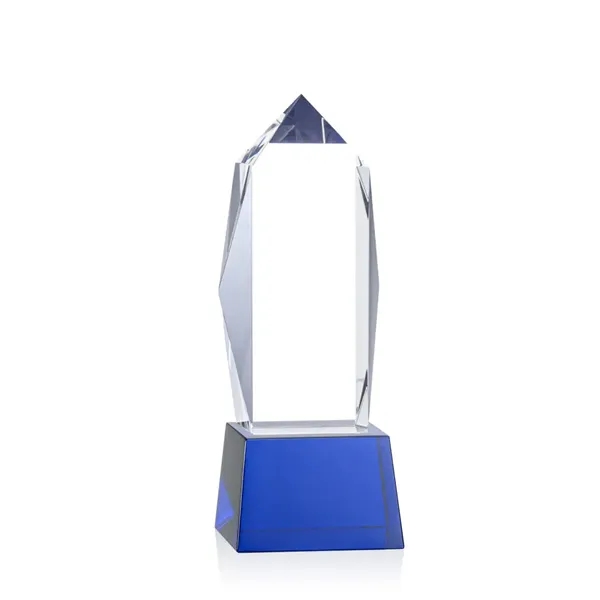 Lustrous optical crystal award with beautifully, beveled peaks and a Blue... from ASI 84592 St Regis Group / St Regis