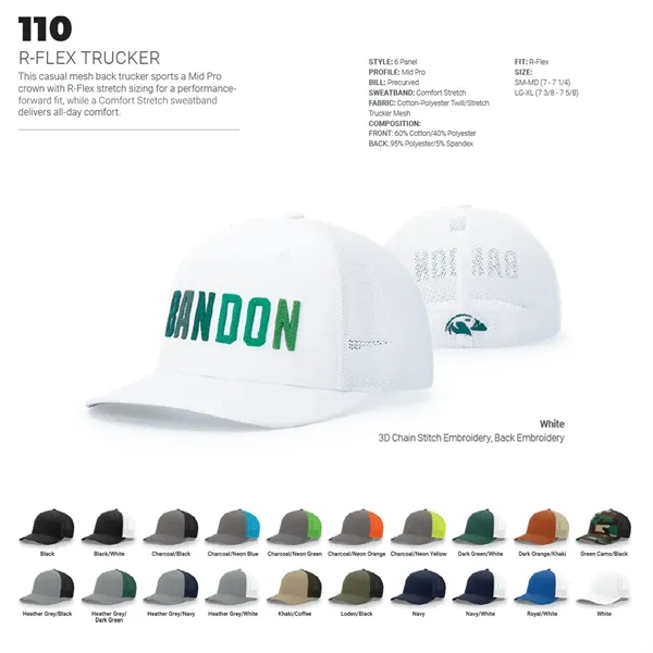 Richardson 110 R-Flex six panel cotton, polyester and spandex trucker hat... from ASI 74601 Calico