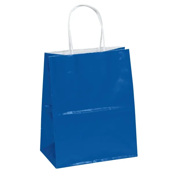 Paper glossy finish shopping bag with serrated-cut top.... from ASI 37940 Bag Makers Inc