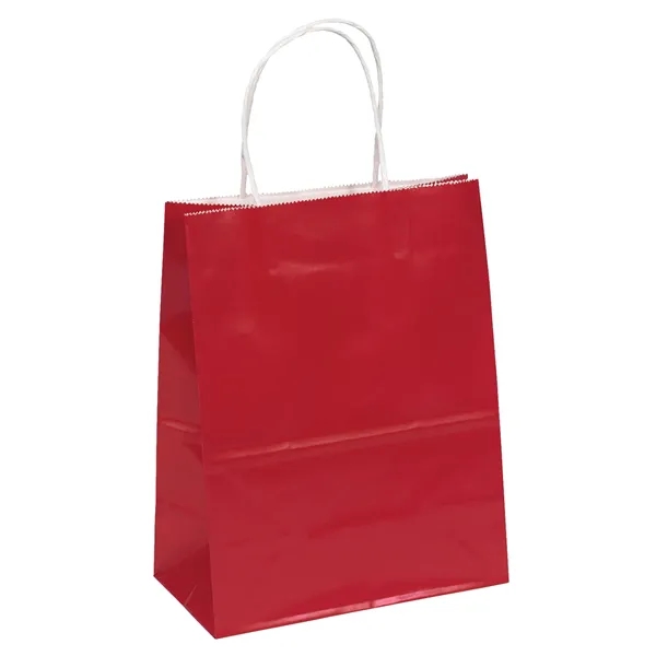 Paper glossy finish shopping bag with serrated-cut top.... from ASI 37940 Bag Makers Inc