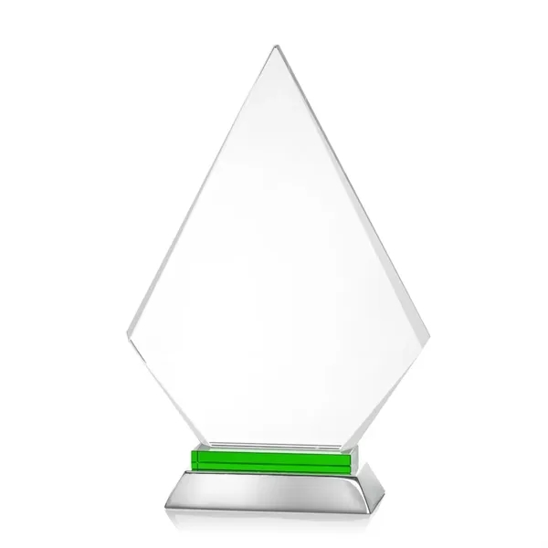 Unique arrow head shaped optical award with green optical and aluminum... from ASI 84592 St Regis Group / St Regis