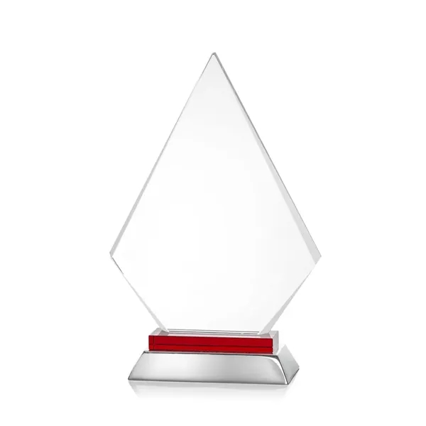 Unique arrow head shaped optical award with red optical and aluminum... from ASI 84592 St Regis Group / St Regis