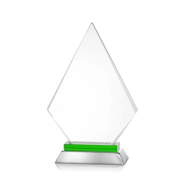 Unique arrow head shaped optical award with green optical and aluminum... from ASI 84592 St Regis Group / St Regis