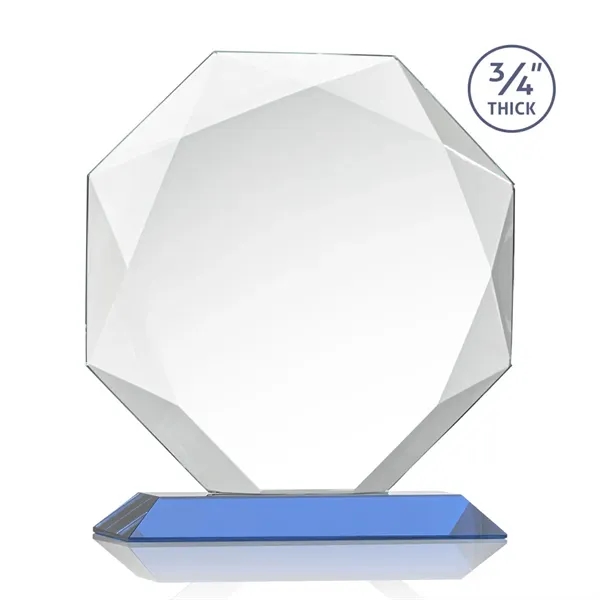 Starfire octagon shape award with faceted edges on a Sky Blue... from ASI 84592 St Regis Group / St Regis