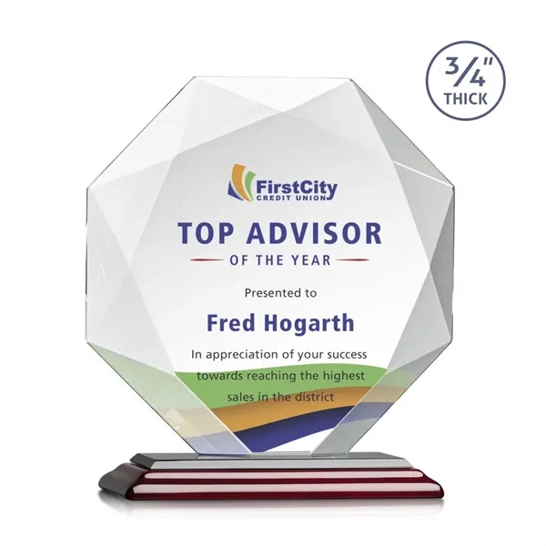 Starfire octagon shape award with faceted edges on an Albion™ base.... from ASI 84592 St Regis Group / St Regis