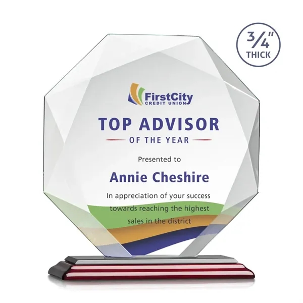 Starfire octagon shape award with faceted edges on an Albion™ base.... from ASI 84592 St Regis Group / St Regis