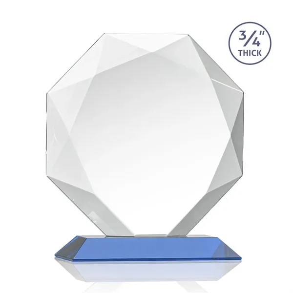 Starfire octagon shape award with faceted edges on a Sky Blue... from ASI 84592 St Regis Group / St Regis