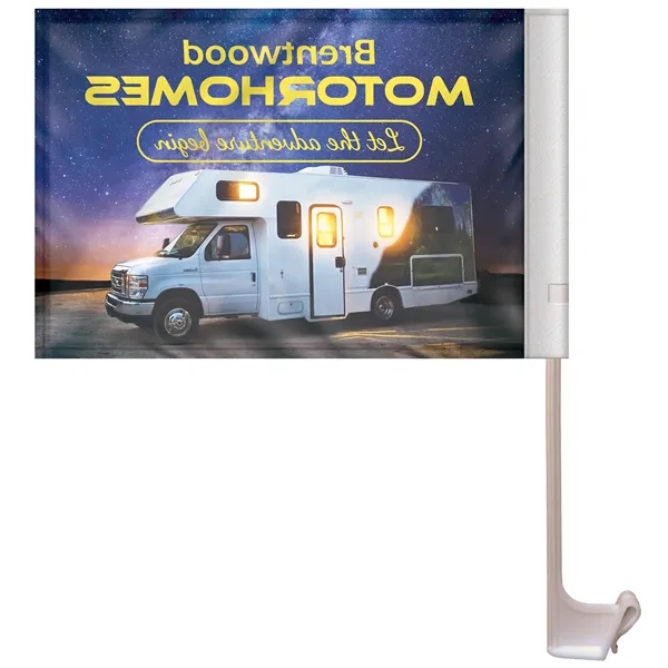 Lightweight Stationary 7.5" x 10.5" full color promotional polyester car flag... from ASI 80228 Quinn
