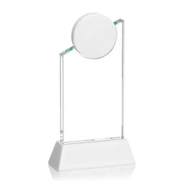 Striking Optical Crystal  VividPrint™ Fleet Award features a slanted tower... from ASI 84592 St Regis Group / St Regis