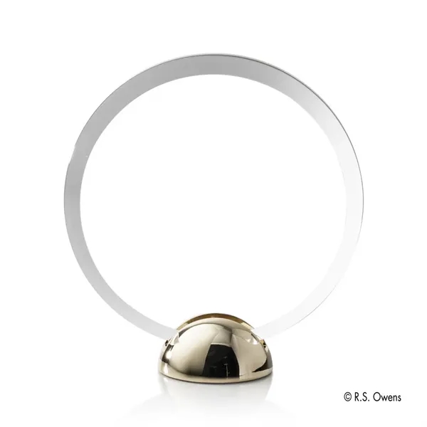 The beveled round silhouette of the Discus Hemisphere Award is combined... from ASI 84592 St Regis Group / R S Owens & Co Inc