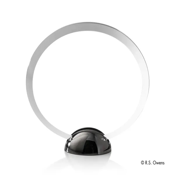 The beveled round silhouette of the Discus Hemisphere Award is combined... from ASI 84592 St Regis Group / R S Owens & Co Inc