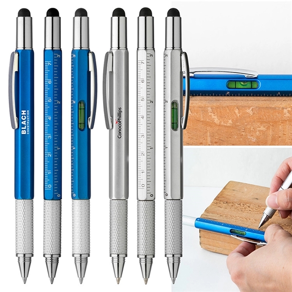 Pen featuring black ink, stylus, level, flathead screwdriver, Phillips head screwdriver,... from ASI 88060 Snugz/USA Inc / Sweda®