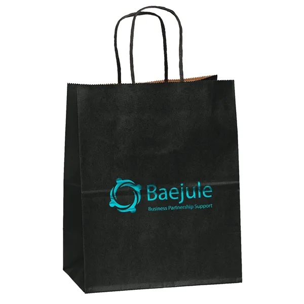 Matte paper shopper with a serrated cut top and twisted paper... from ASI 37940 Bag Makers Inc