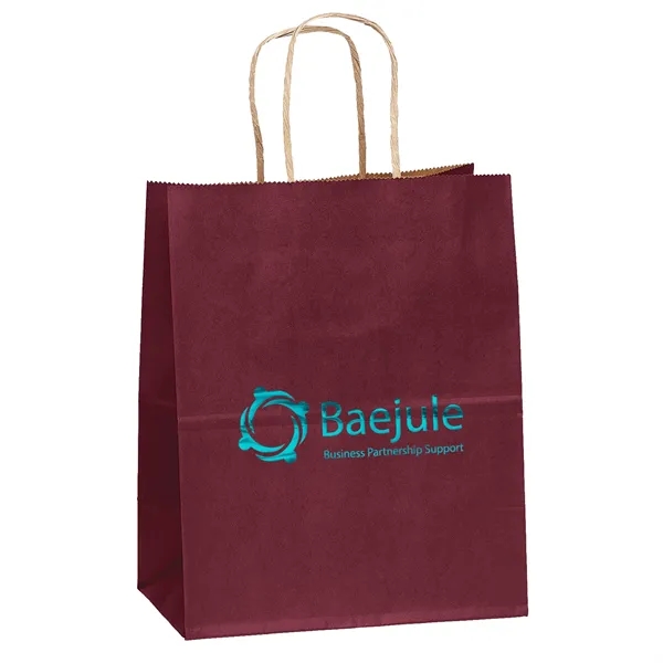 Matte paper shopper with a serrated cut top and twisted paper... from ASI 37940 Bag Makers Inc