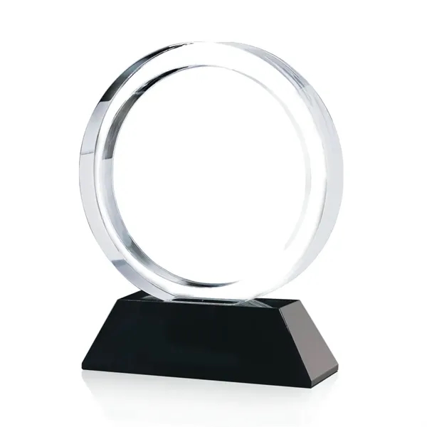 Circle shape optical crystal award with wedge base.... from ASI 84592 St Regis Group / St Regis