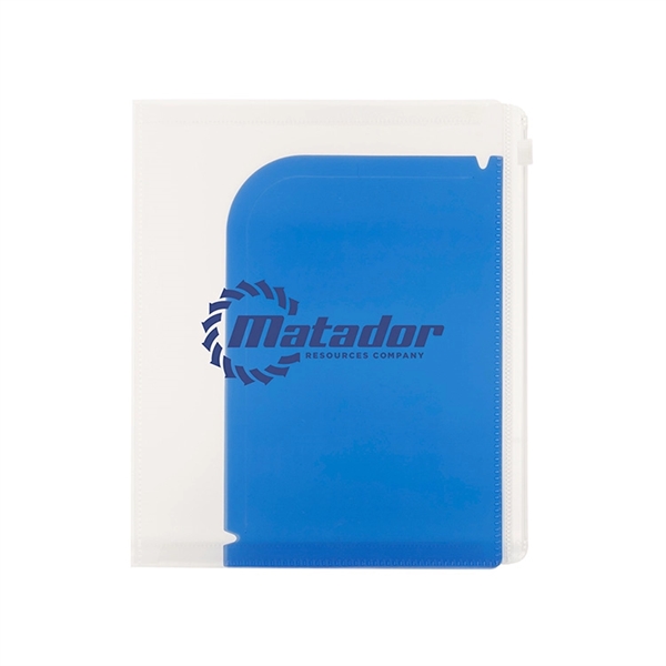 Mini document holder with four internal folders, slide-lock clear zipper pocket... from ASI 88060 Snugz/USA Inc / Sweda®