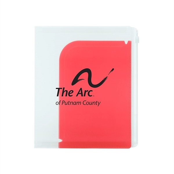 Mini document holder with four internal folders, slide-lock clear zipper pocket... from ASI 88060 Snugz/USA Inc / Sweda®