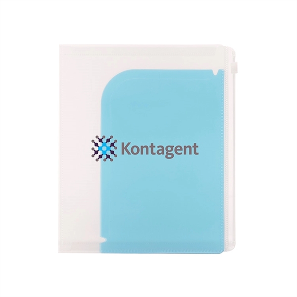 Mini document holder with four internal folders, slide-lock clear zipper pocket... from ASI 88060 Snugz/USA Inc / Sweda®