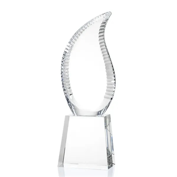 Crystal optical scalloped flame award on tall optical base.... from ASI 84592 St Regis Group / St Regis