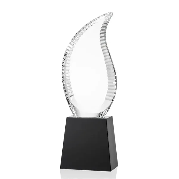 Crystal optical scalloped flame award on tall optical base.... from ASI 84592 St Regis Group / St Regis