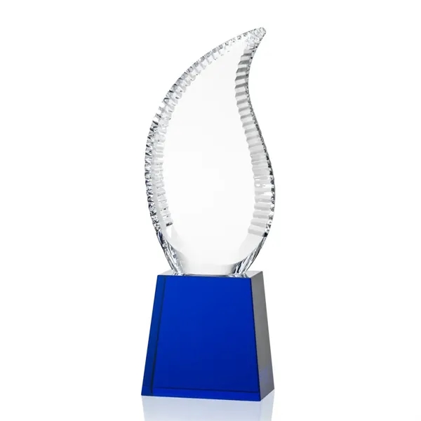 Crystal optical scalloped flame award on tall optical base.... from ASI 84592 St Regis Group / St Regis