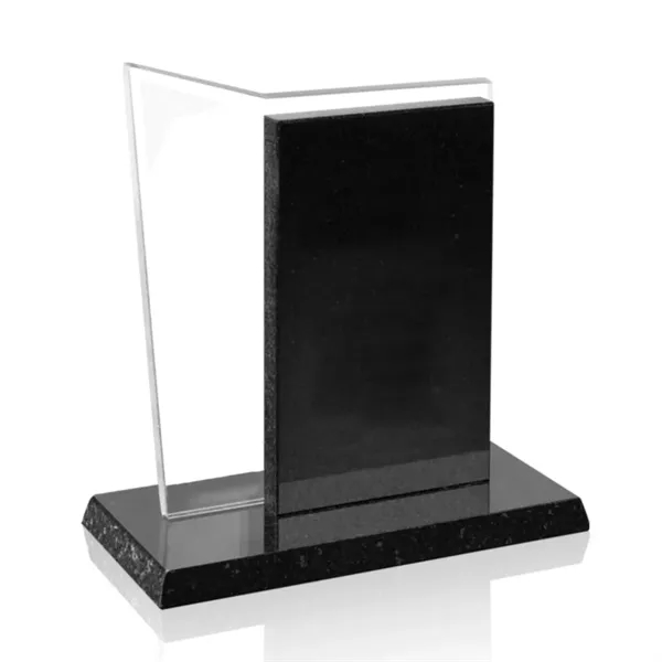 Aqua shaped starfire team building award with granite base.... from ASI 84592 St Regis Group / Prestige Glass
