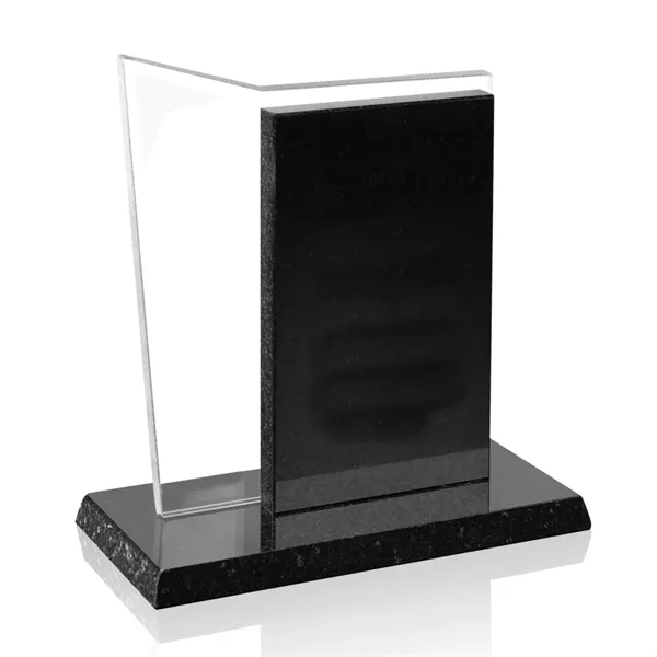 Aqua shaped starfire team building award with granite base.... from ASI 84592 St Regis Group / Prestige Glass