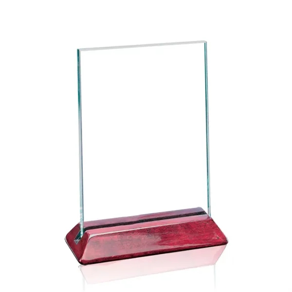 Jade glass vertical award with rosewood base.... from ASI 84592 St Regis Group / Prestige Glass
