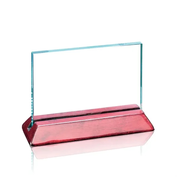 Jade glass horizontal award with rosewood base.... from ASI 84592 St Regis Group / Prestige Glass