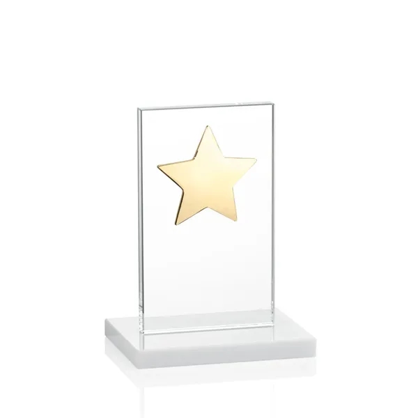 This illustrious Starfire Crystal award stands upright on an elegant White... from ASI 84592 St Regis Group / St Regis