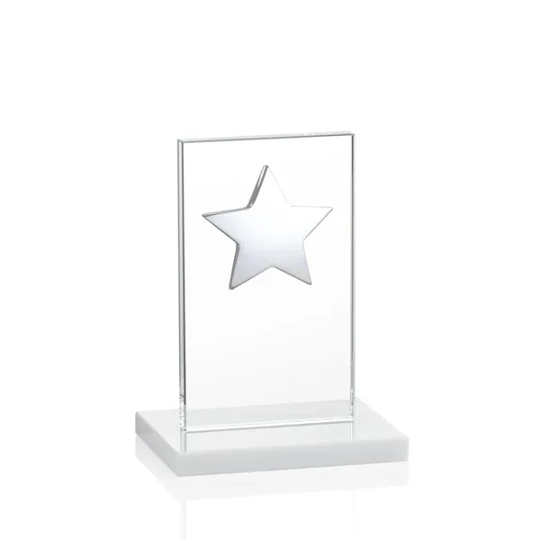 This illustrious Starfire Crystal award stands upright on an elegant White... from ASI 84592 St Regis Group / St Regis
