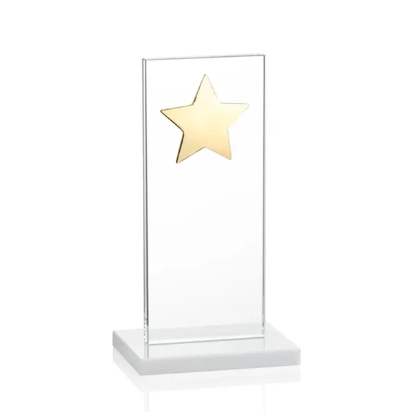 This illustrious Starfire Crystal award stands upright on an elegant White... from ASI 84592 St Regis Group / St Regis