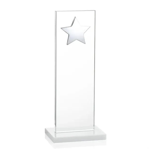 This illustrious Starfire Crystal award stands upright on an elegant White... from ASI 84592 St Regis Group / St Regis