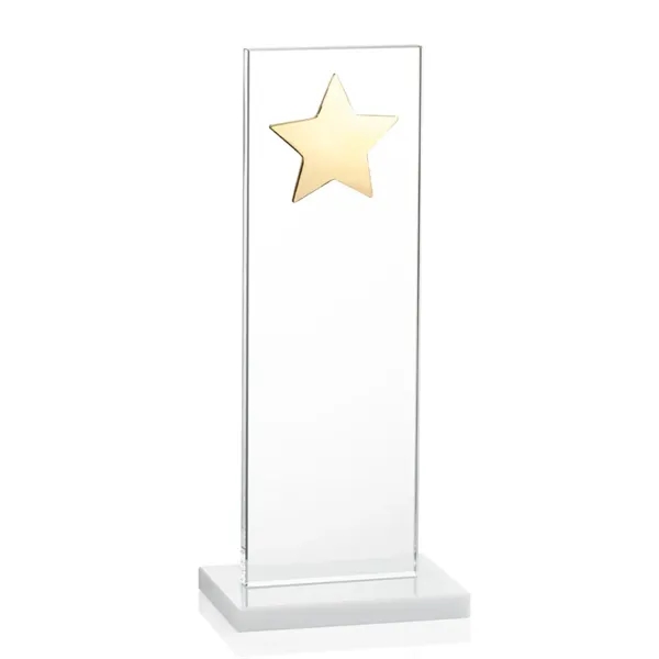 This illustrious Starfire Crystal award stands upright on an elegant White... from ASI 84592 St Regis Group / St Regis