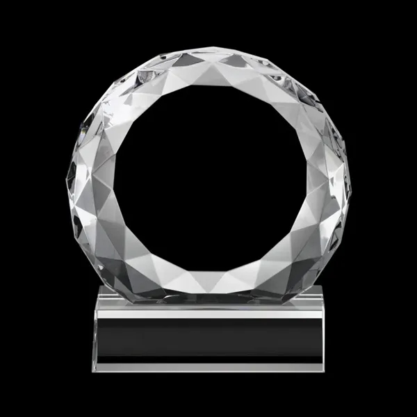 Optical crystal round award with faceted edges on a base.... from ASI 84592 St Regis Group / St Regis