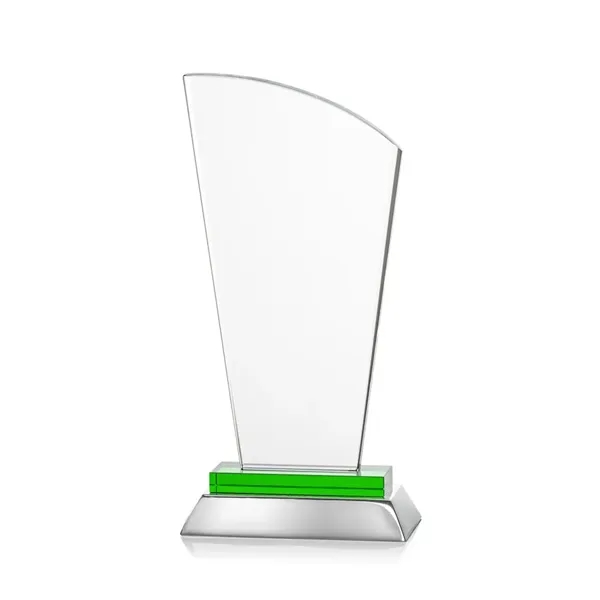 Unique curved optical award with green optical and aluminum base.... from ASI 84592 St Regis Group / St Regis