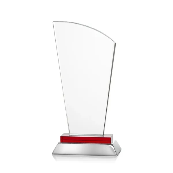 Unique curved optical award with red optical and aluminum base.... from ASI 84592 St Regis Group / St Regis