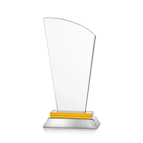 Unique curved optical award with amber optical and aluminum base.... from ASI 84592 St Regis Group / St Regis