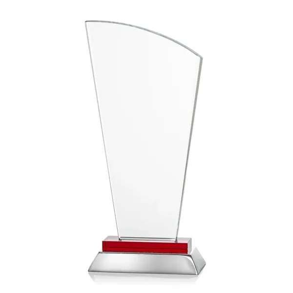 Unique curved optical award with red optical and aluminum base.... from ASI 84592 St Regis Group / St Regis