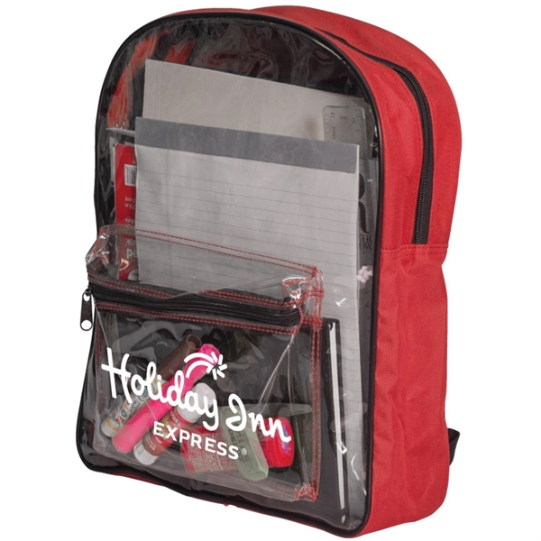 Backpack with clear PVC front and 600 denier sides and back.... from ASI 30112 ACE Products / Ace Line