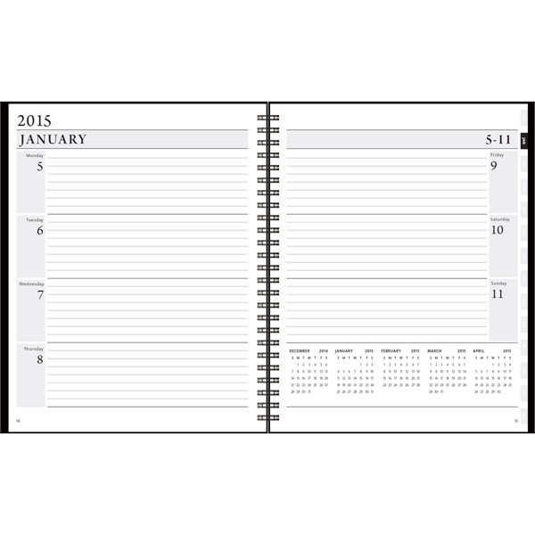 Refillable weekly planner with leather wraparound cover, foil or deboss imprint... from ASI 91340 Journalbooks/Timeplanner Calendars
