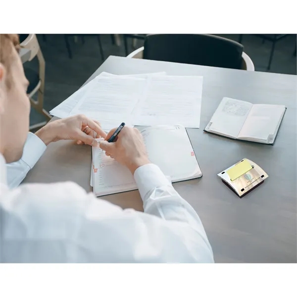 Pop-up note dispenser with a black base, crystal clear top, 50-sheet... from ASI 91240 3M/Promotional Markets Dept