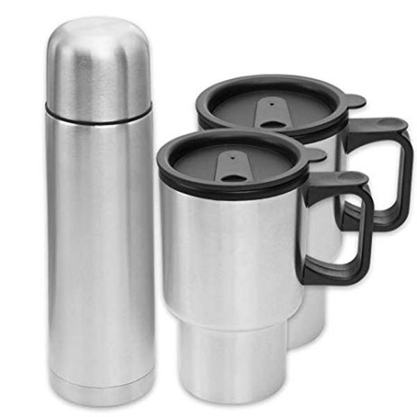 Stainless steel travel mug set. 16 oz bottle,  two 14... from ASI 30112 ACE Products