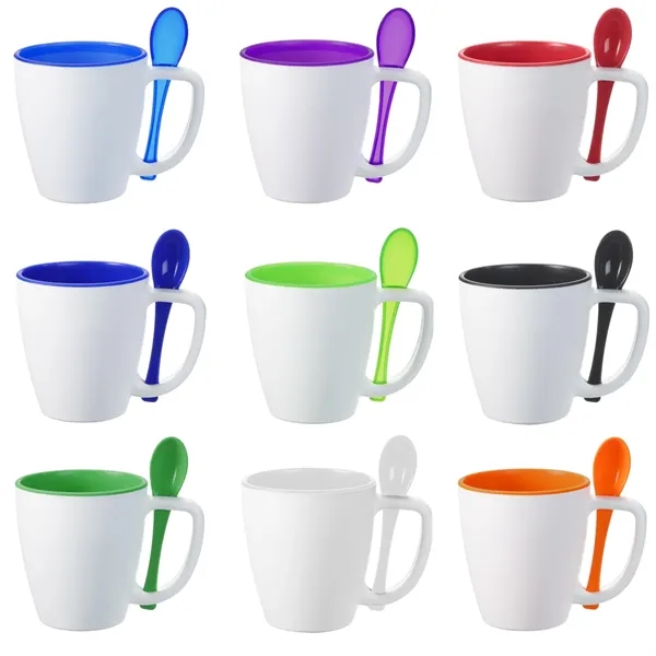 Double wall insulated mug with spoon, 14 oz. plus 1 color... from ASI 37218 Athena Promo (tm)